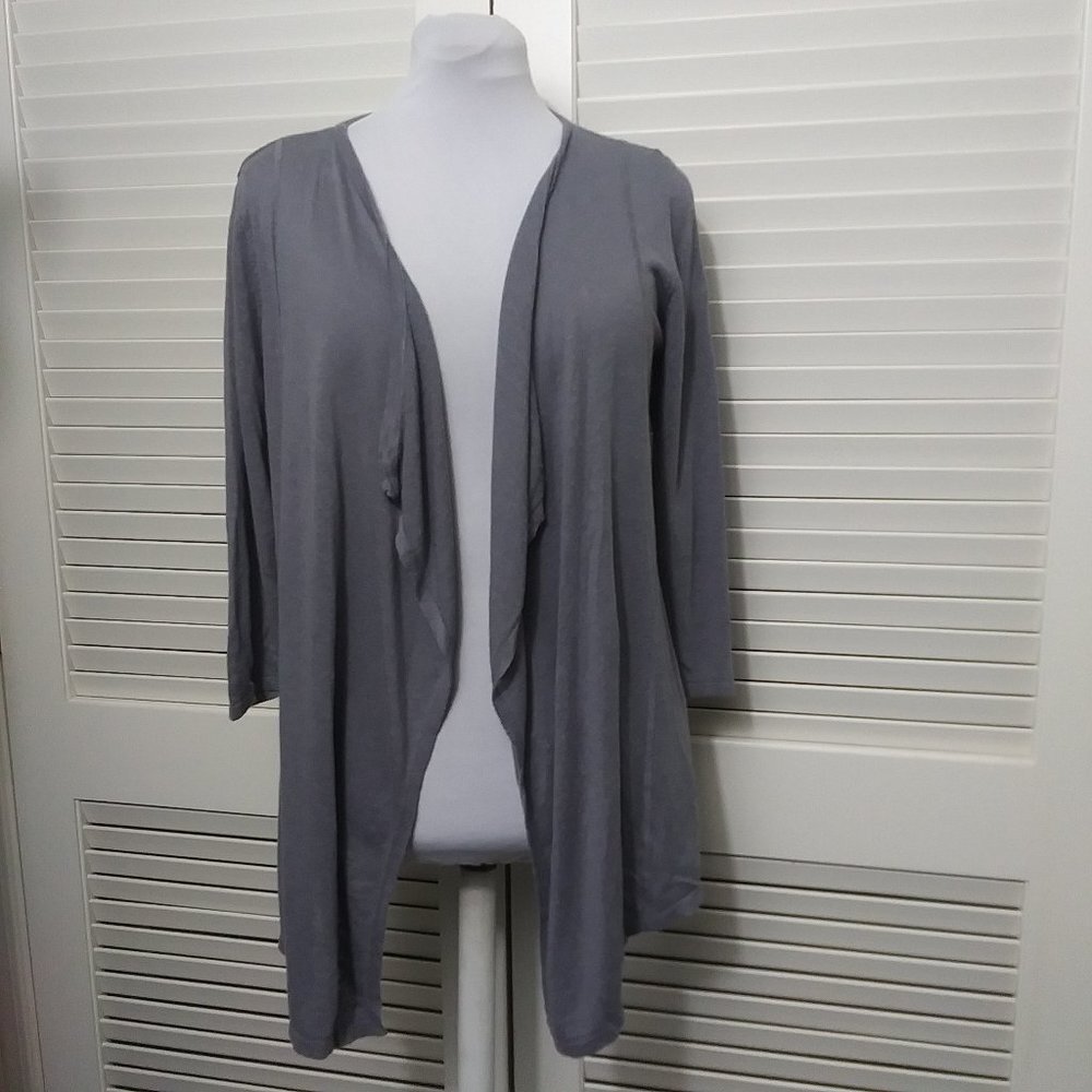 Kenar Grey Linen Blend Waterfall Cardigan‎